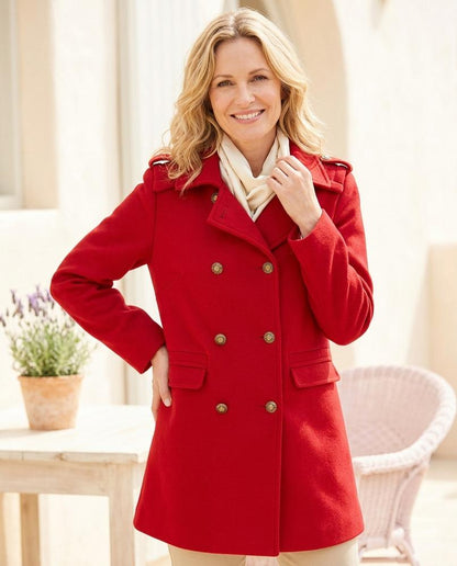 ExpressOutlet24 - Serel | Double-Breasted Notched-Lapel Coat Women
