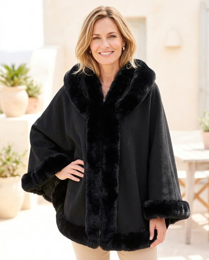 ExpressOutlet24 - Caren | Hooded Faux-Fur Trim Coat Women