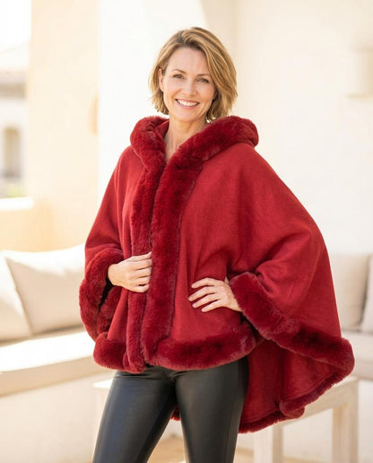 ExpressOutlet24 - Caren | Hooded Faux-Fur Trim Coat Women