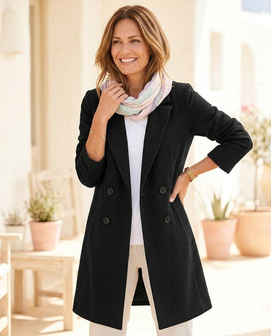 ExpressOutlet24 - Coran | Double-Breasted Ribbed Coat Women