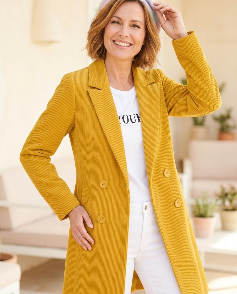 ExpressOutlet24 - Coran | Double-Breasted Ribbed Coat Women