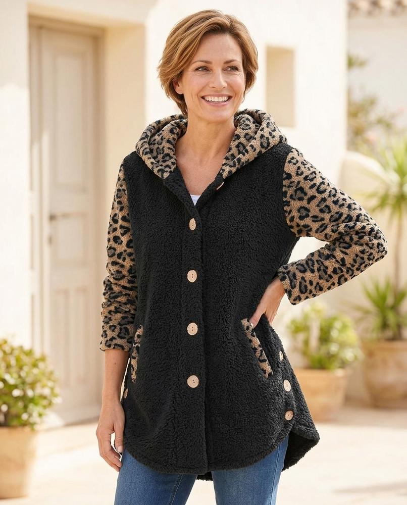 ExpressOutlet24 - Zelev | Leopard Print Hooded Jacket Women