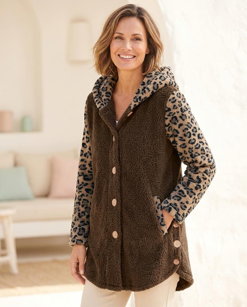 ExpressOutlet24 - Zelev | Leopard Print Hooded Jacket Women