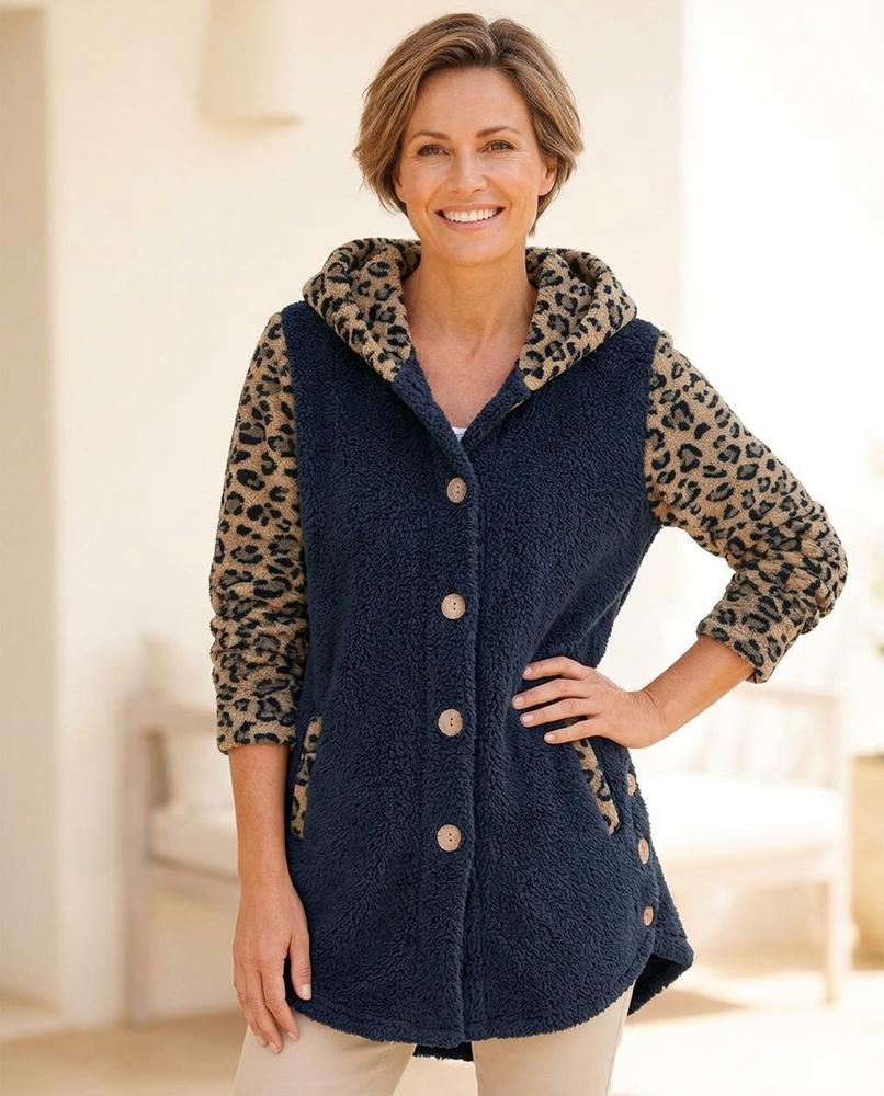 ExpressOutlet24 - Zelev | Leopard Print Hooded Jacket Women