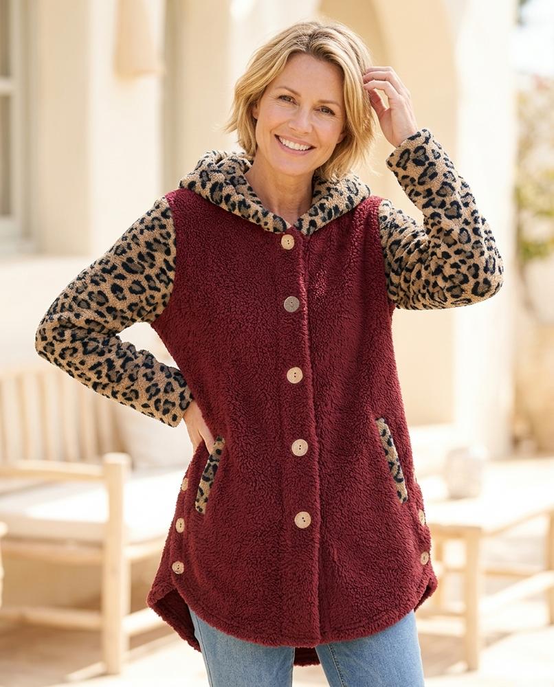 ExpressOutlet24 - Zelev | Leopard Print Hooded Jacket Women