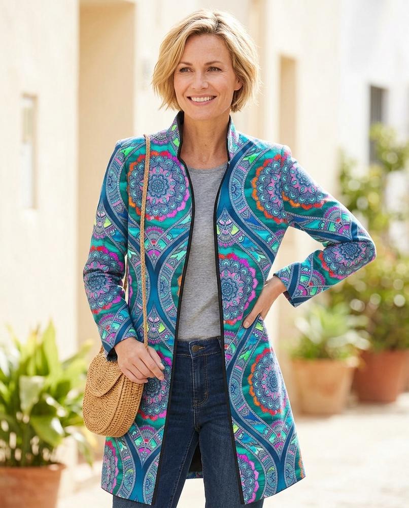 ExpressOutlet24 - Alren | Printed Stand-Collar Coat Women