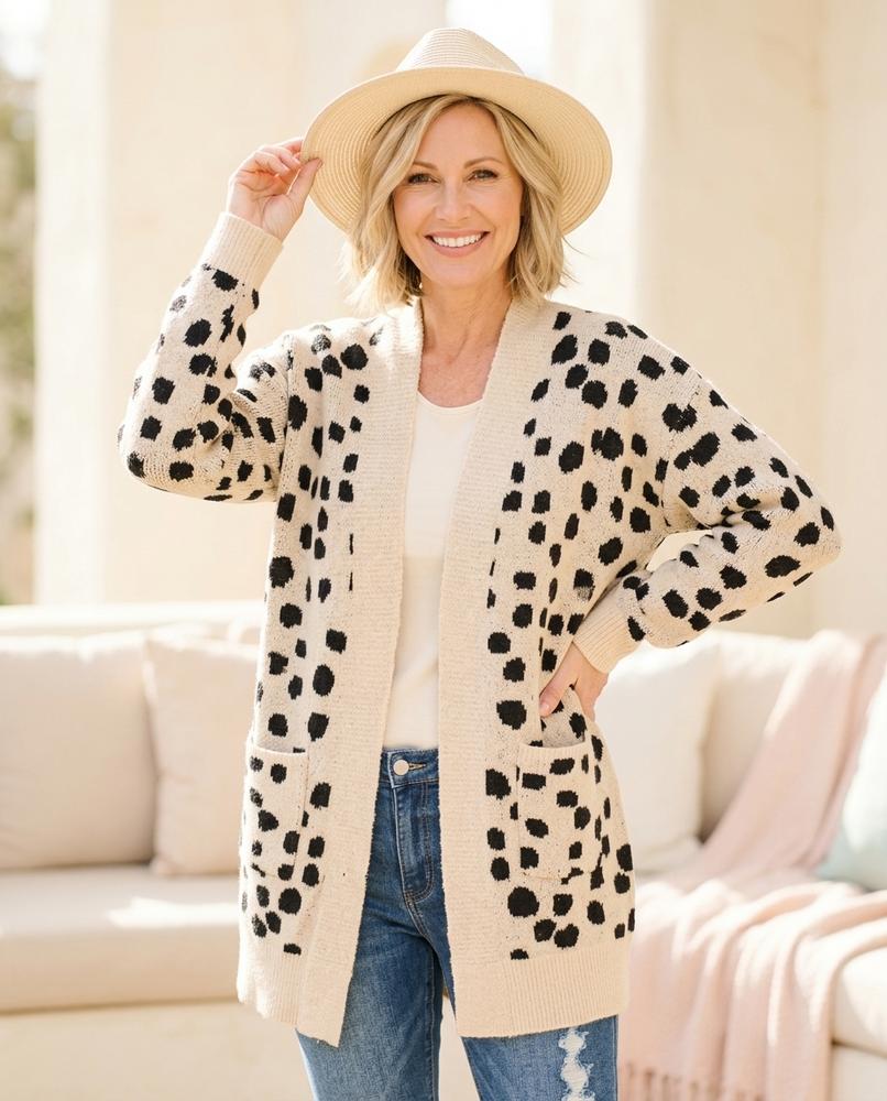 ExpressOutlet24 - Kamin | Spotted Open-Front Knit Cardigan Women