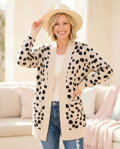 ExpressOutlet24 - Kamin | Spotted Open-Front Knit Cardigan Women