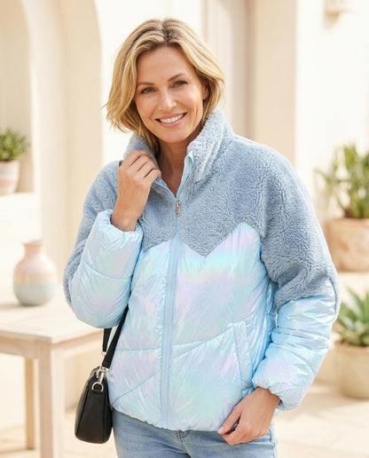 ExpressOutlet24 - Vatal | Mixed-Material Iridescent Jacket Women