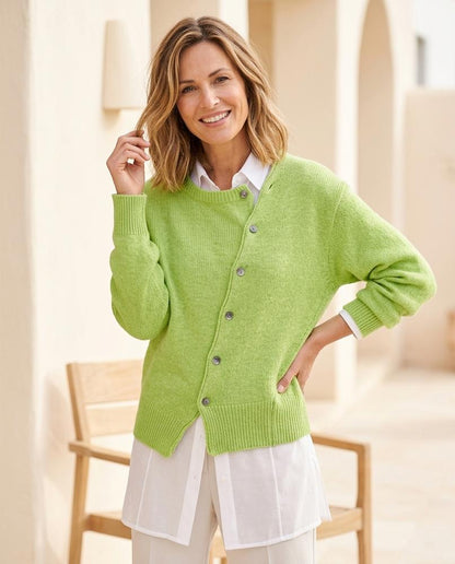 ExpressOutlet24 - Lasen | Asymmetrical Button-Up Knit Cardigan Women