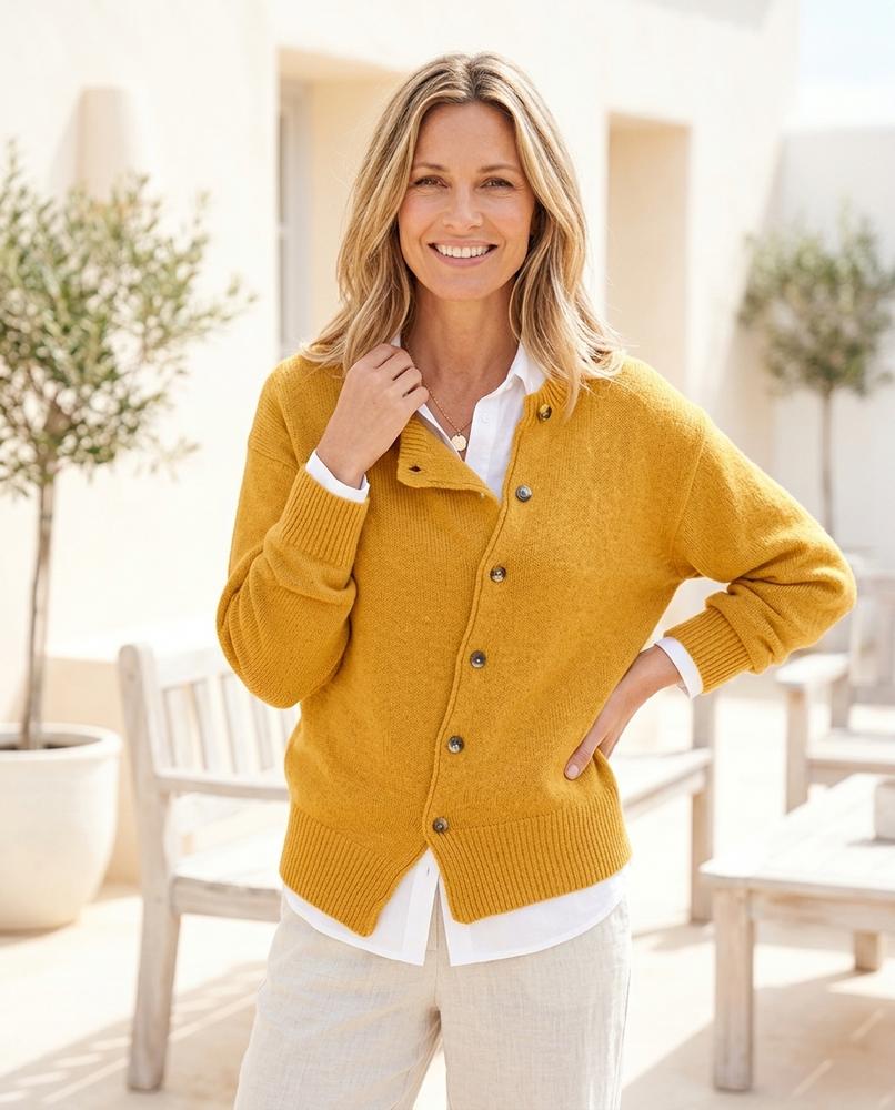 ExpressOutlet24 - Lasen | Asymmetrical Button-Up Knit Cardigan Women