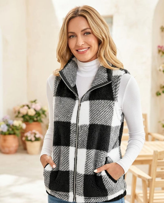 ExpressOutlet24 - Caken | Fleece Checkered Vest Women