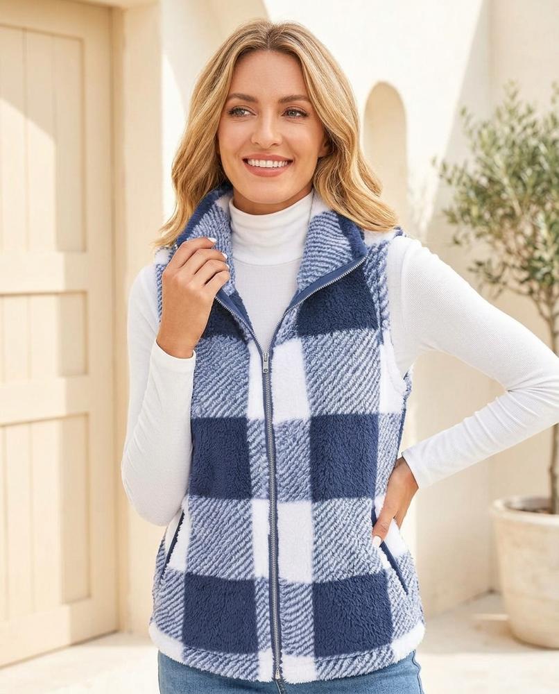ExpressOutlet24 - Caken | Fleece Checkered Vest Women