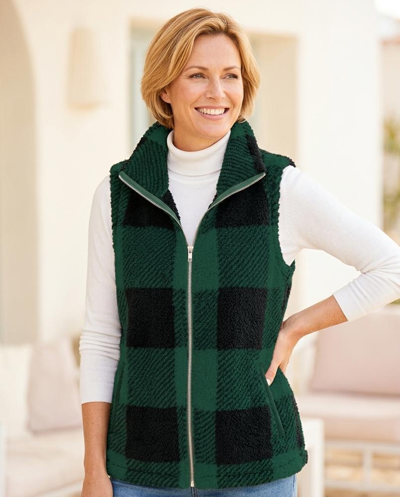 ExpressOutlet24 - Caken | Fleece Checkered Vest Women