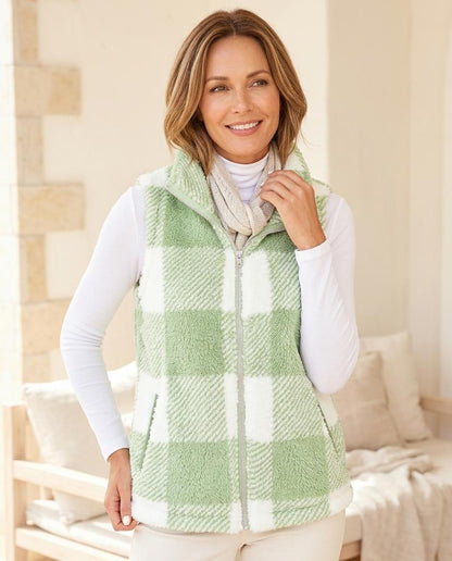 ExpressOutlet24 - Caken | Fleece Checkered Vest Women