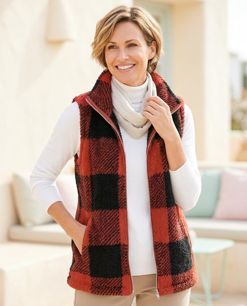 ExpressOutlet24 - Caken | Fleece Checkered Vest Women