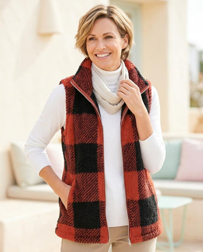ExpressOutlet24 - Caken | Fleece Checkered Vest Women