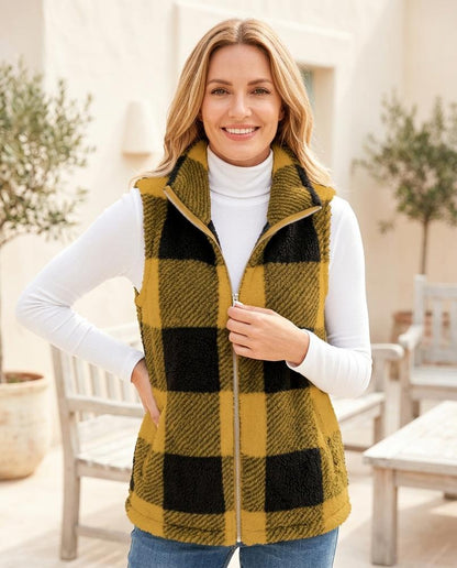 ExpressOutlet24 - Caken | Fleece Checkered Vest Women
