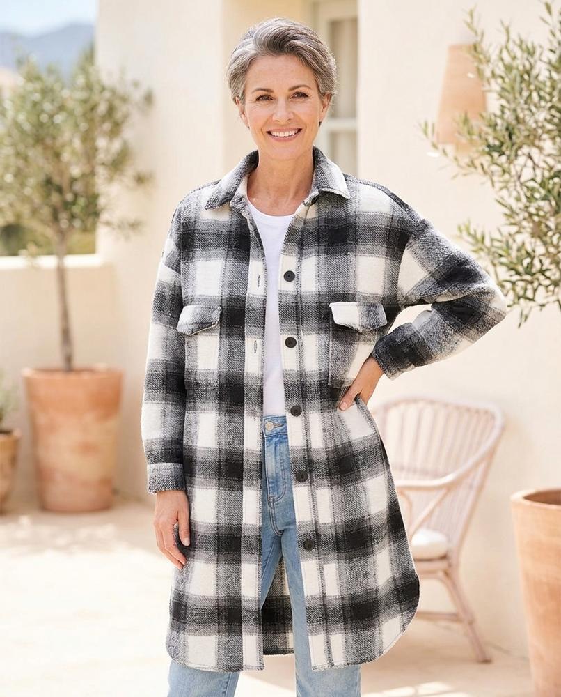 ExpressOutlet24 - Maren | Plaid Longline Coat Women