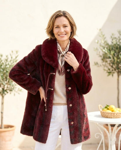 ExpressOutlet24 - Nimar | Patterned Contrast-Collar Coat Women