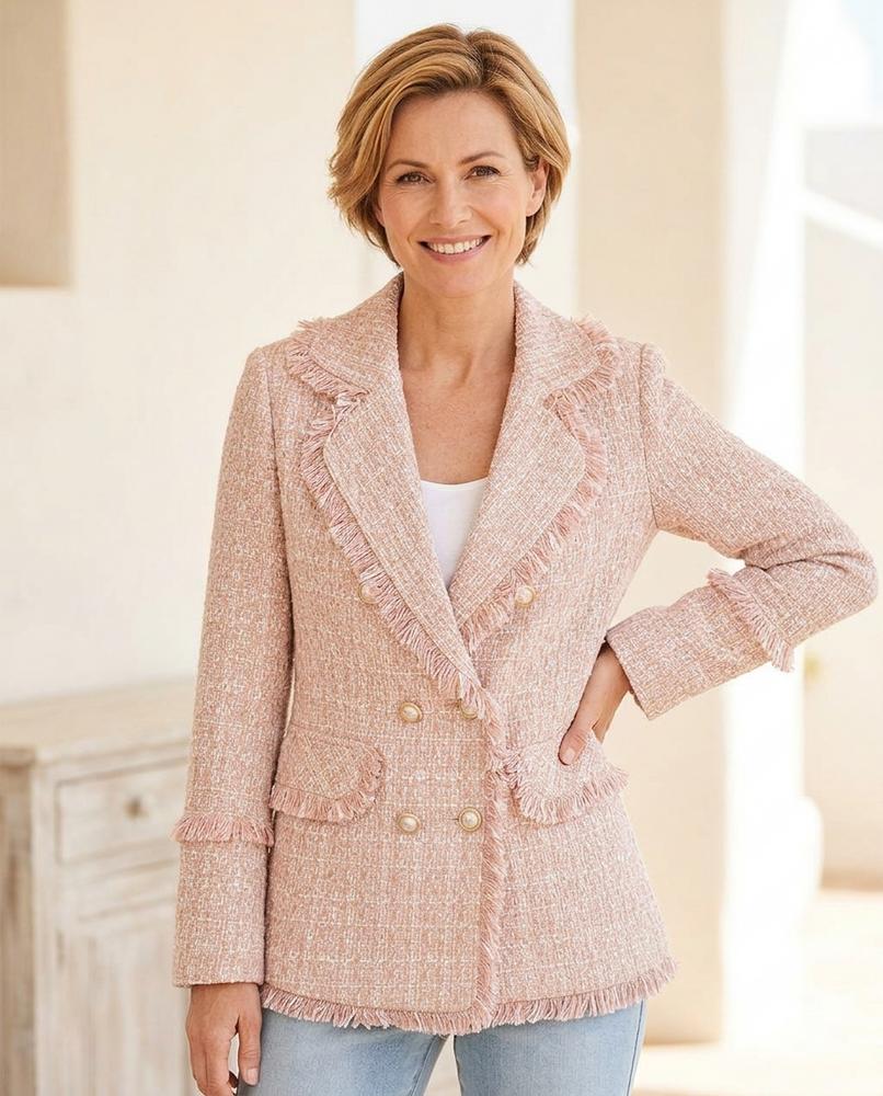 ExpressOutlet24 - Risel | Double-Breasted Fringed Blazer Women