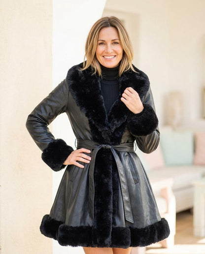 ExpressOutlet24 - Yomir | Faux Fur-Trimmed Belted Coat Women