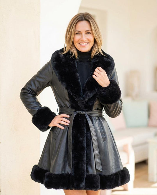 ExpressOutlet24 - Yomir | Faux Fur-Trimmed Belted Coat Women