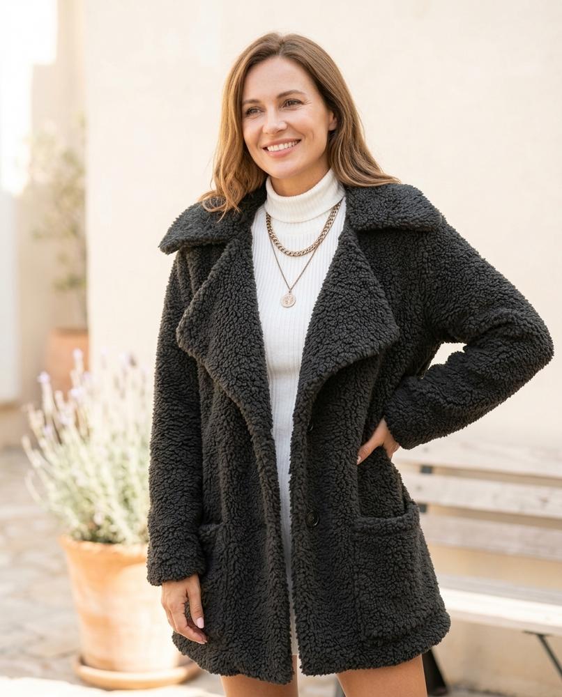 ExpressOutlet24 - Ramor | Textured Single-Breasted Coat Women