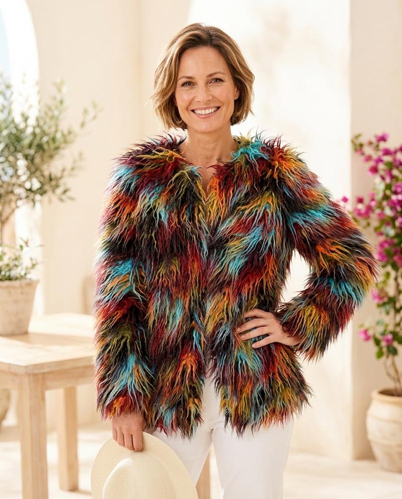 ExpressOutlet24 - Comel | Shaggy Multicolored Jacket Women