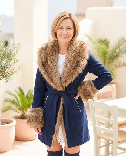 ExpressOutlet24 - Casan | Fur-Trimmed Belted Coat Women