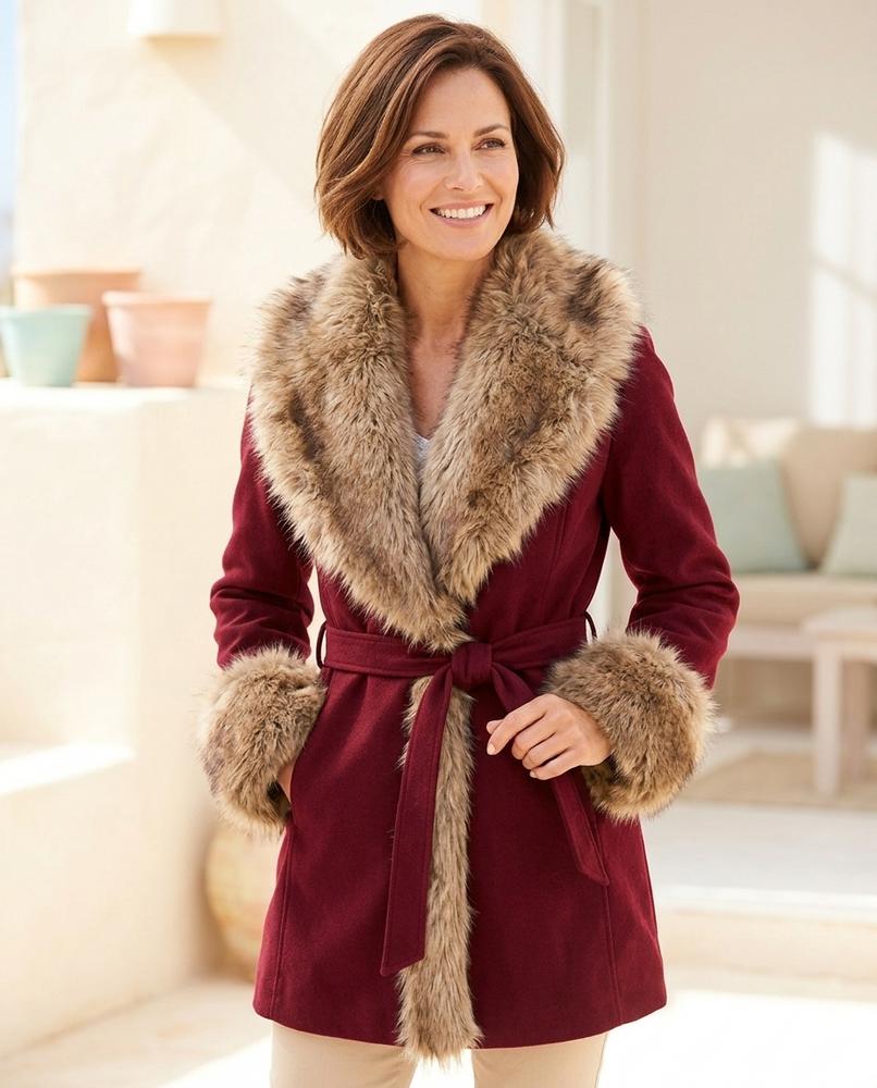 ExpressOutlet24 - Casan | Fur-Trimmed Belted Coat Women