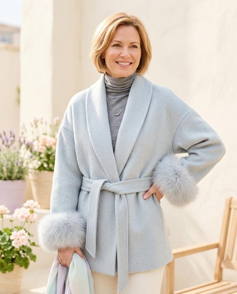 ExpressOutlet24 - Romar | Belted Fur-Cuff Coat Women