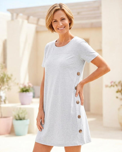 ExpressOutlet24 - Nomar | Short-Sleeved Side-Button Dress Women