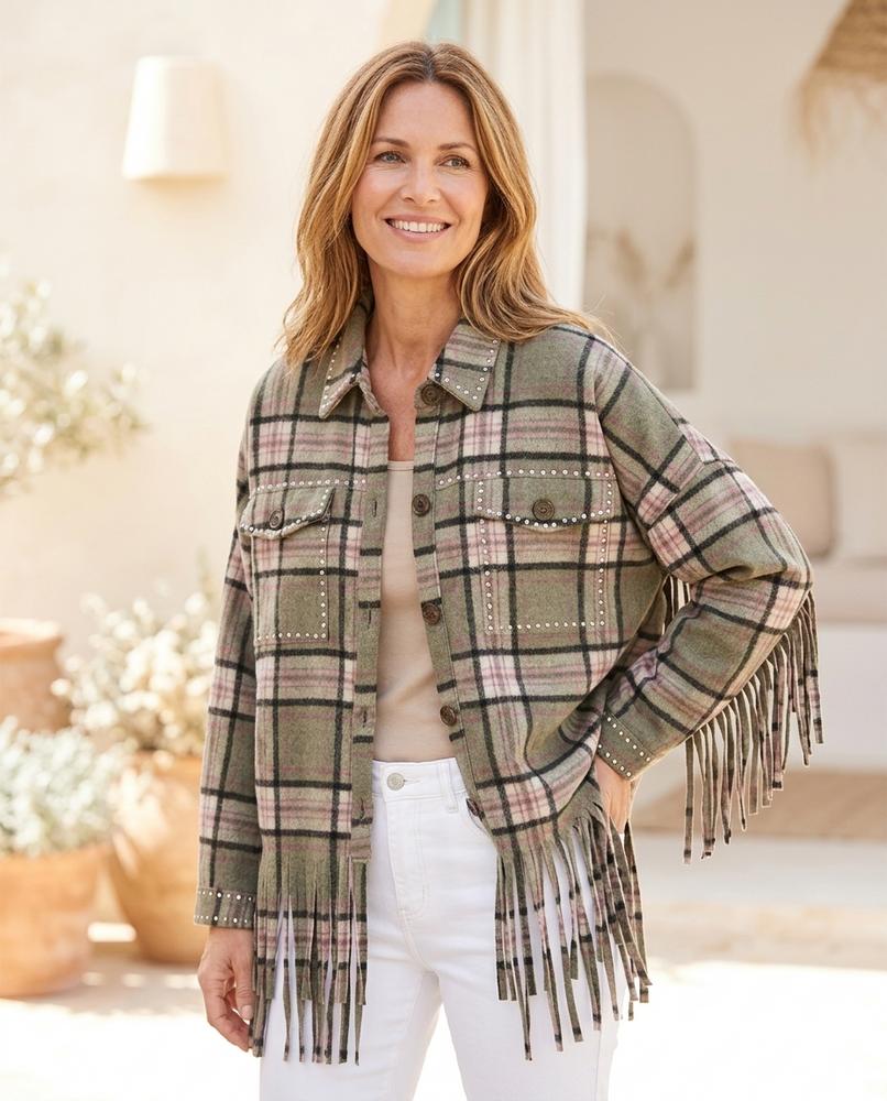 ExpressOutlet24 - Tadar | Plaid Fringed Jacket Women