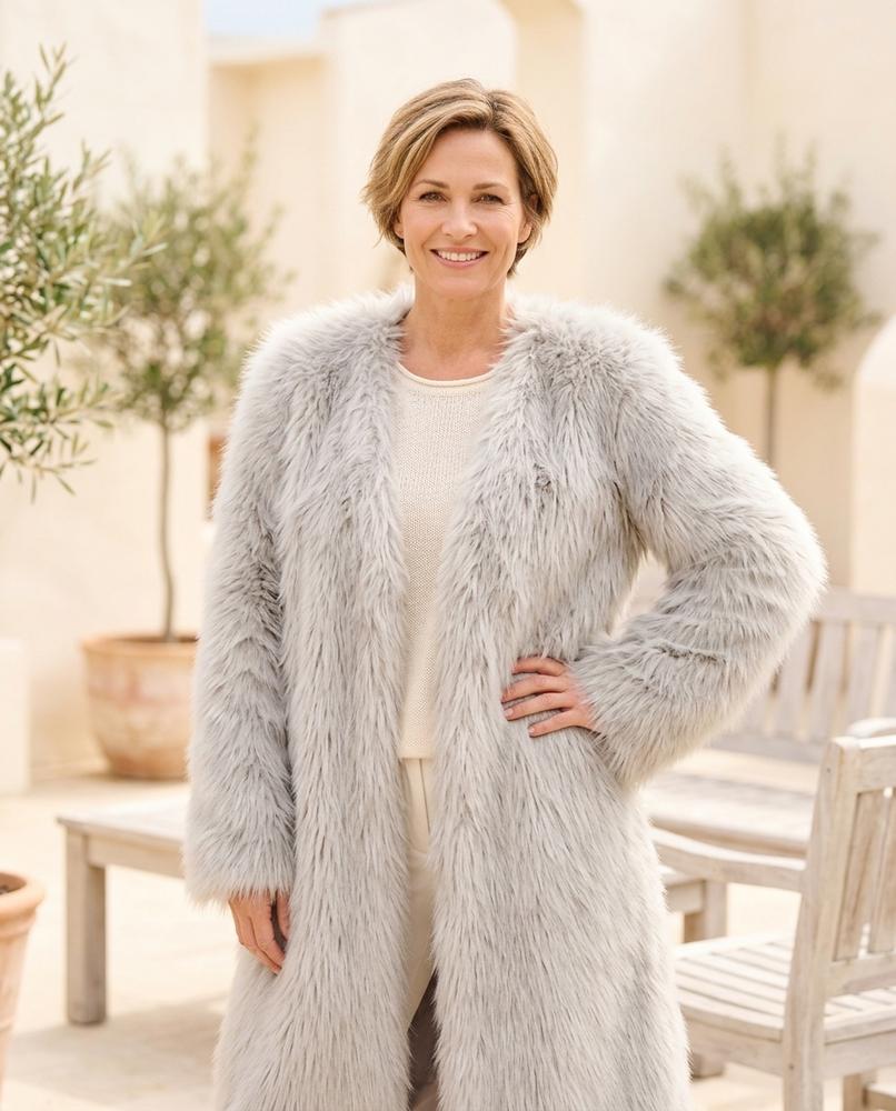 ExpressOutlet24 - Sasel | Faux Fur Longline Coat Women