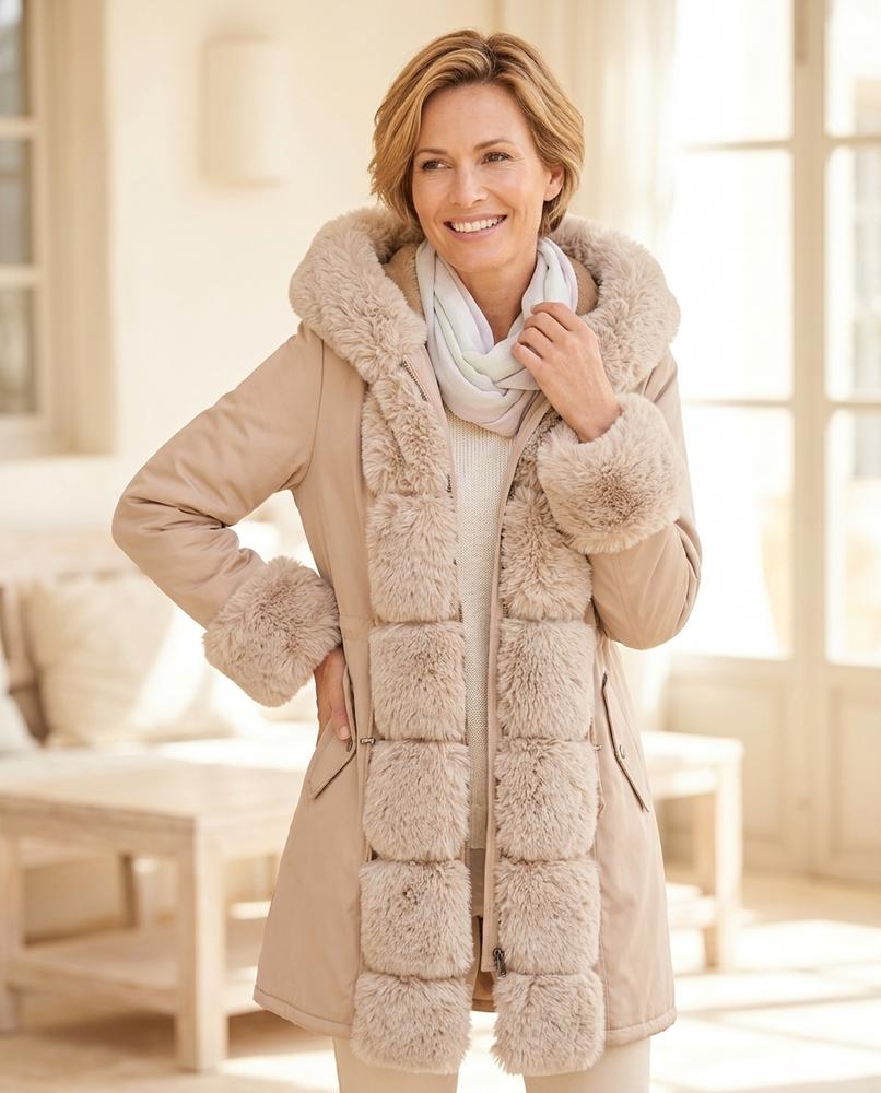 ExpressOutlet24 - Elsan | Faux-Fur Trimmed Hooded Coat Women