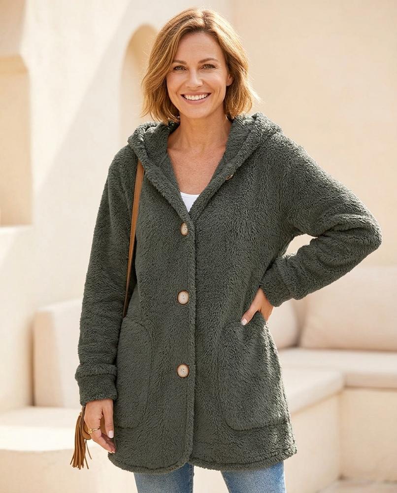 ExpressOutlet24 - Nemir | Hooded Button-Front Jacket Women