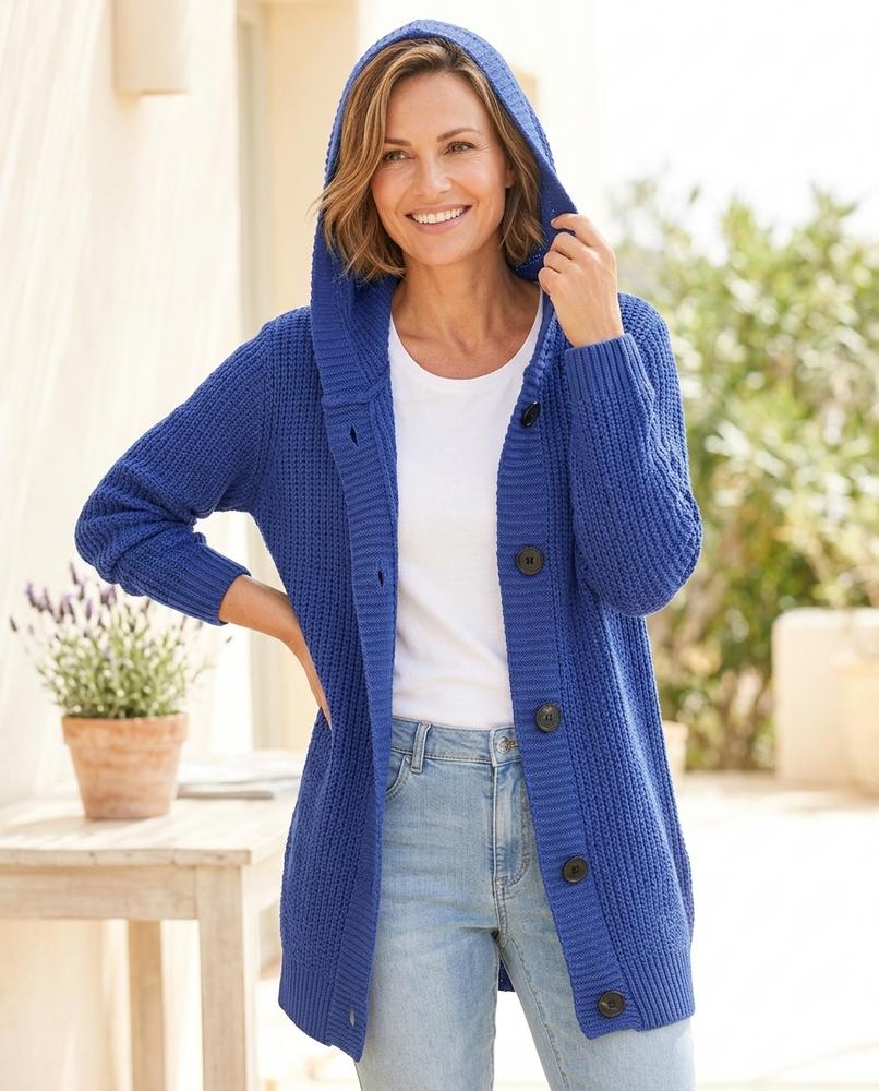 ExpressOutlet24 - Eltir | Hooded Rib-Knit Knit Cardigan Women