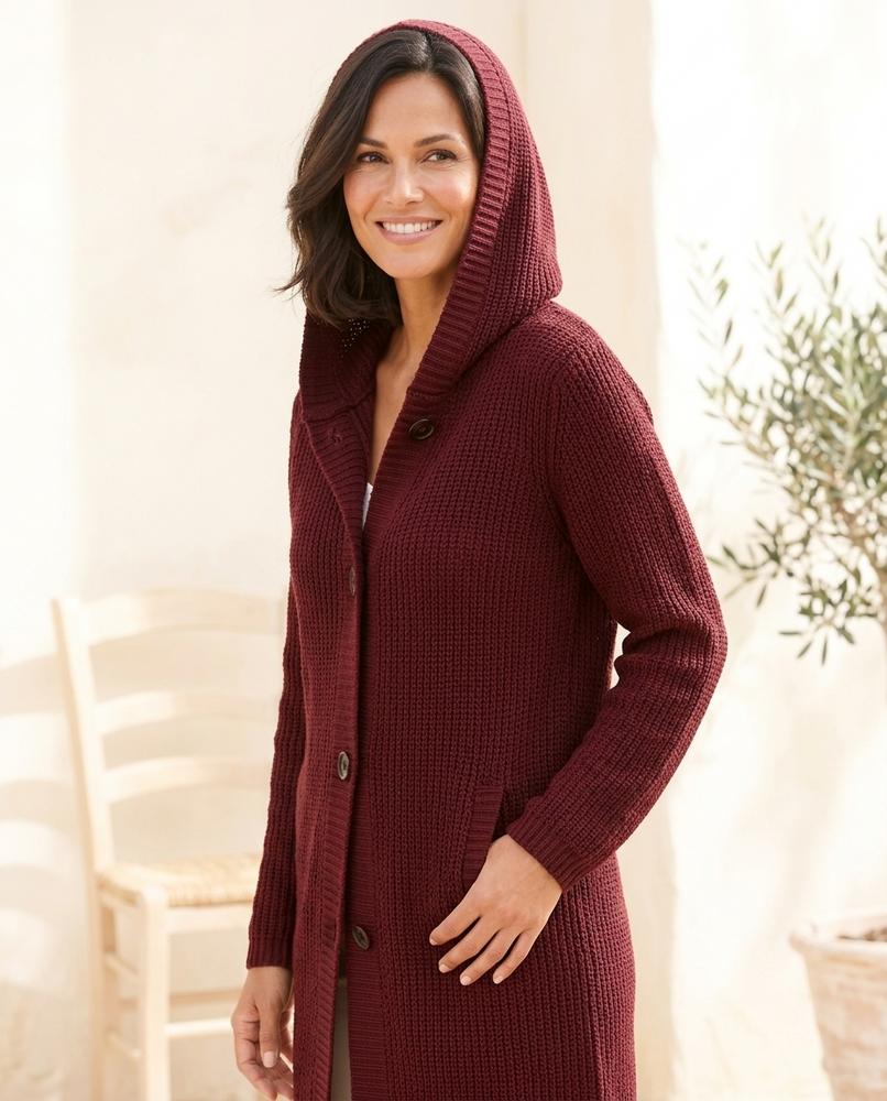 ExpressOutlet24 - Eltir | Hooded Rib-Knit Knit Cardigan Women