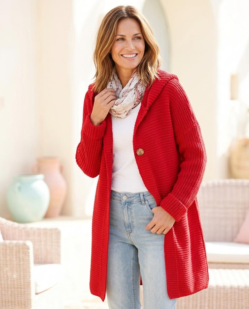 ExpressOutlet24 - Eltir | Hooded Rib-Knit Knit Cardigan Women