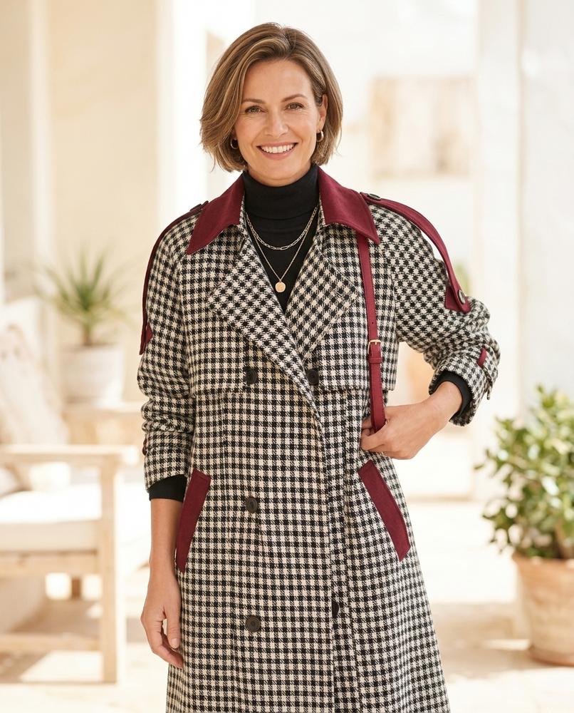 ExpressOutlet24 - Lorev | Checkered Double-Breasted Coat Women