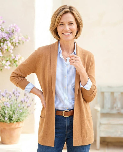 ExpressOutlet24 - Almer | Open-Front Textured Knit Cardigan Women