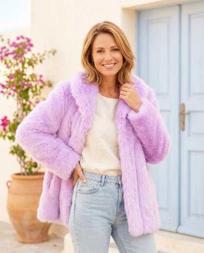 ExpressOutlet24 - Lolar | Faux-Fur Notched Lapel Coat Women