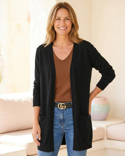 ExpressOutlet24 - Lelan | Longline Open-Front Knit Cardigan Women