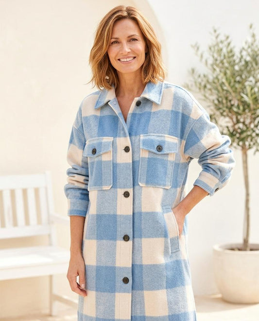 ExpressOutlet24 - Lyral | Plaid Longline Coat Women