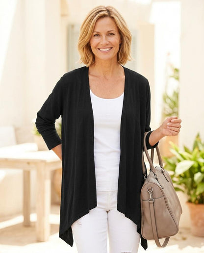 ExpressOutlet24 - Artor | Open-Front Asymmetrical Knit Cardigan Women