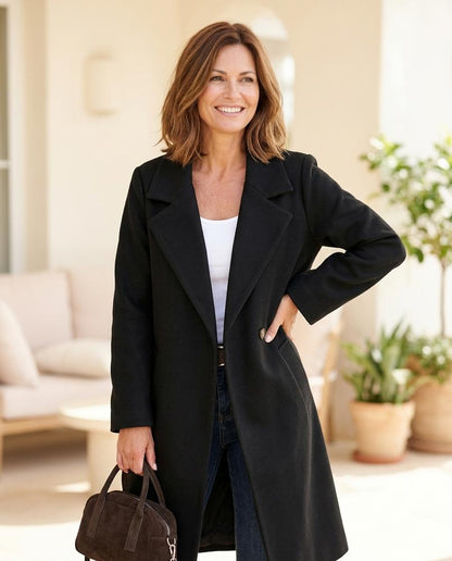 ExpressOutlet24 - Rinor | Single-Breasted Notched Lapel Coat Women
