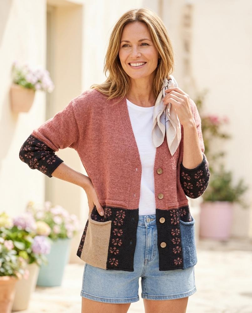ExpressOutlet24 - Tivar | Jacquard Color-Block Knit Cardigan Women
