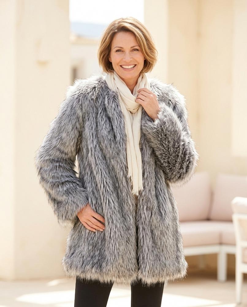ExpressOutlet24 - Kazan | Collarless Faux Fur Coat Women