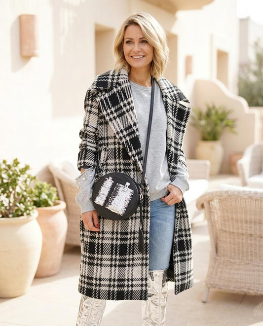 ExpressOutlet24 - Leron | Plaid Notched Lapel Coat Women